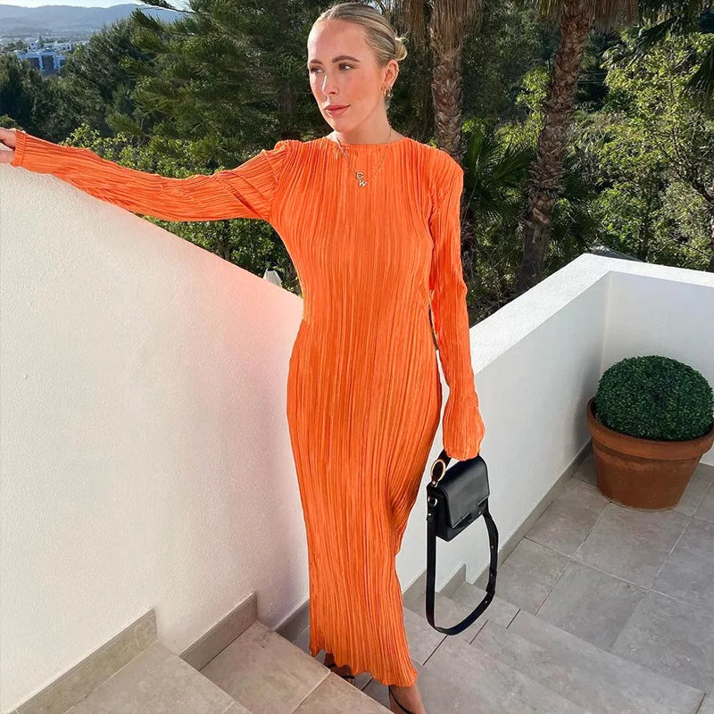 Dulzura Women 2024 Autumn Winter Fashion Long Sleeve Streetwear Bodycon Black Long Dress Wholesale Items For Business