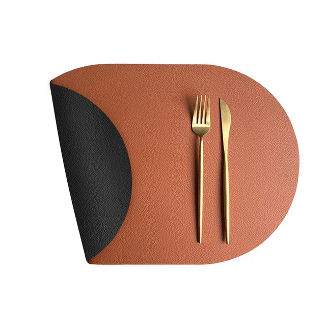 1/4/6PCS Oval Placemat Sets Double-Sided Faux Leather Design Dining Table Mats Waterproof Non-Slip Kitchen Table Placemat Grey