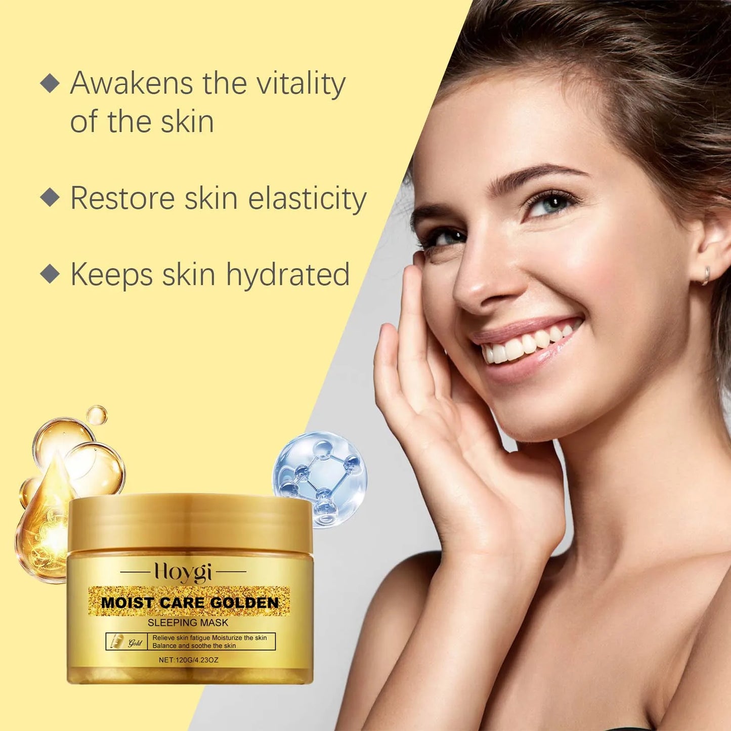 Gold Sleeping Masks Moisturizing Shrinkage Pore Lift Firm Fade Fine Lines Niacinamide Brightening Facial Skin Facial Masks