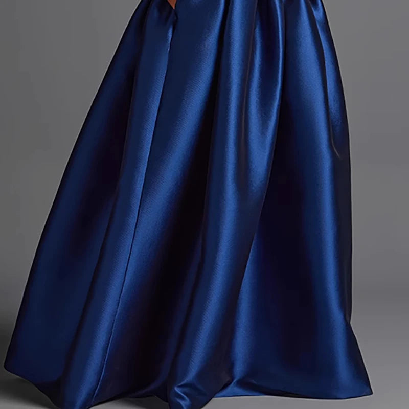 Vestidos Summer Sleeveless Hollow Satin Evening Dresses Woman Sexy O Neck Draped Long Dress Spring Solid Pocket Swing Boho Dress