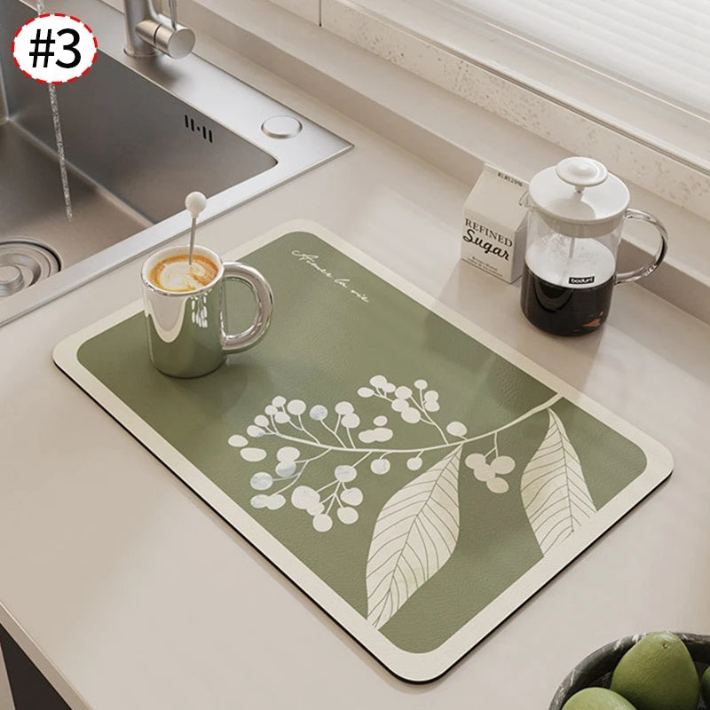 Kitchen Drying Mat Quick Dry Coffee Mat Absorbent Dish Placemat Anti Slip Table Cup Drying Mats Table Decoration Accessories
