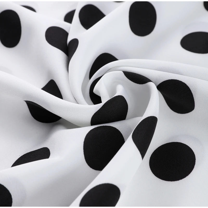 Sexy Polka Dot Women's Long Dress Square Collar Waist Cinching Belt Flare Sleeve Maxi Dressess Lady 2025 Summer Evening Vestidos