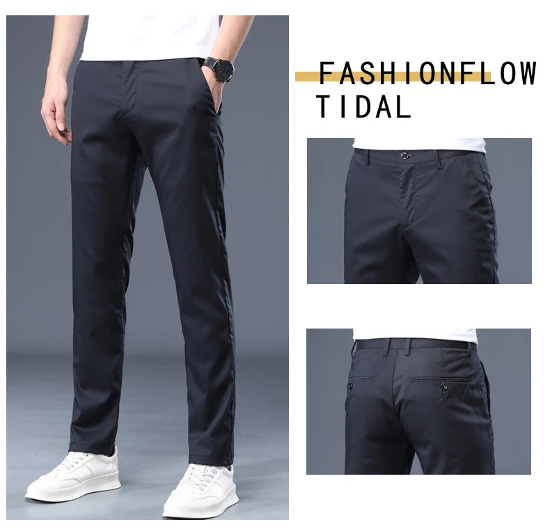 Summer Modal Fabric Men's Thin Casual Pants Classic Business Fashion Regular Fit Stretch Soft Trousers Male Brand Clothes