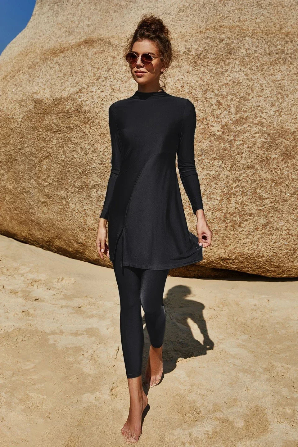 Burkini Muslim Swimwear 2023 Swimming Suit For Women Plain Modest Swimsuit Islamic Clothing Sets Fashion Abaya Long Dress Large