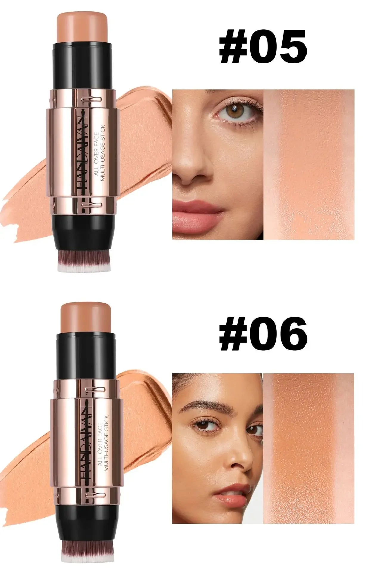 Double-head Face Bronzer Contour Stick Cream Makeup Light Dark Shadow Lasting Concealer Facial Brighten Contouring With Brush