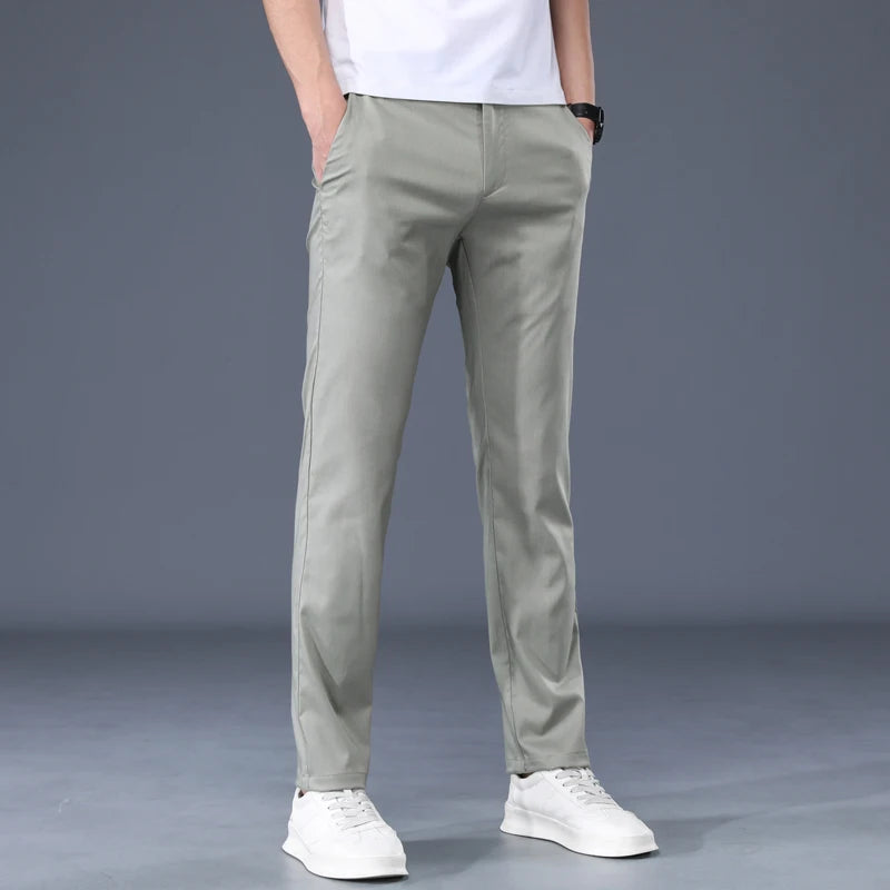 Summer Modal Fabric Men's Thin Casual Pants Classic Business Fashion Regular Fit Stretch Soft Trousers Male Brand Clothes