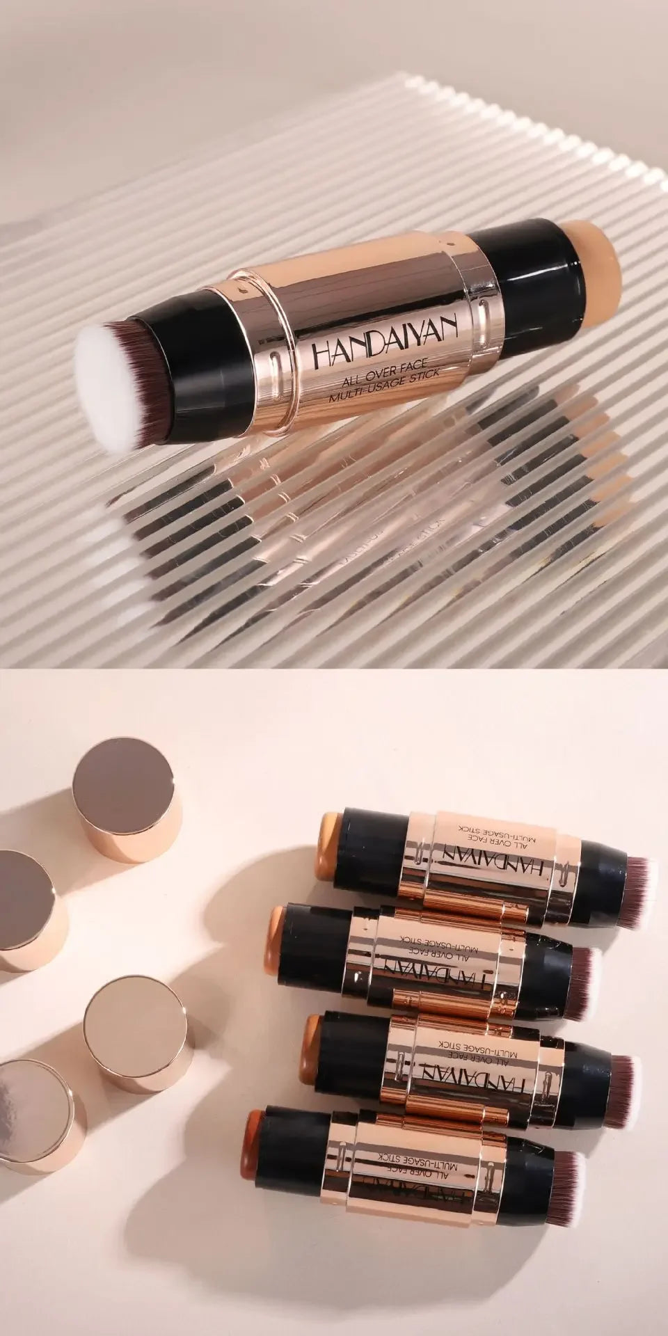 Double-head Face Bronzer Contour Stick Cream Makeup Light Dark Shadow Lasting Concealer Facial Brighten Contouring With Brush