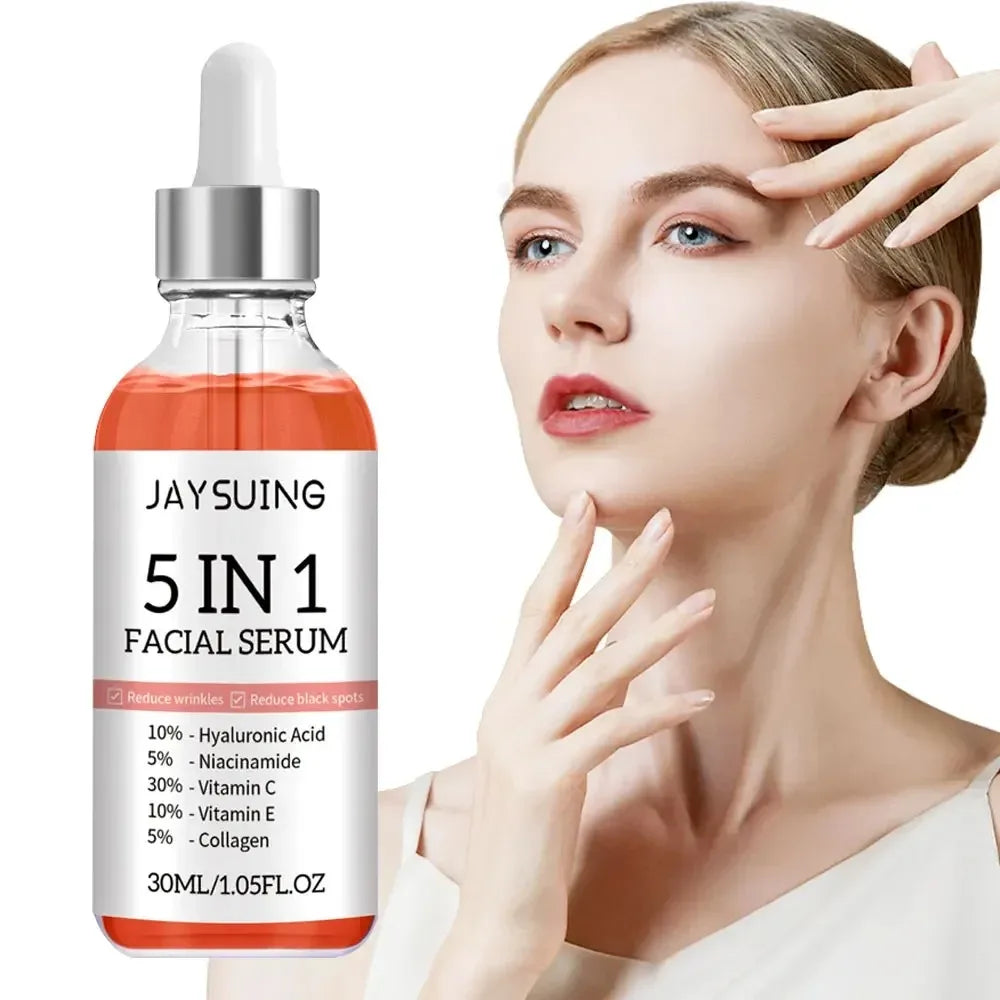 5 in 1 Fade Fine Lines Firming Face Serum Moisturizing Brightning Vitamin C Hyaluronic Acid Facial Serum Shrink Pores Skin Care