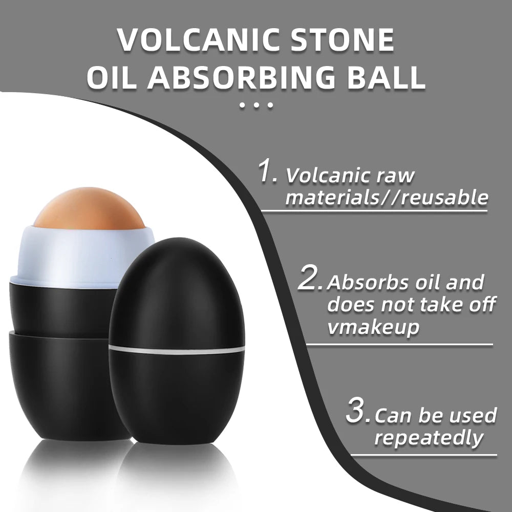 Mini Natural Volcanic Stone Face Rollers Oil-Absorbing Volcanic Reusable Facial Skincare Tool Oily Skin Beauty Massager 3 Colors