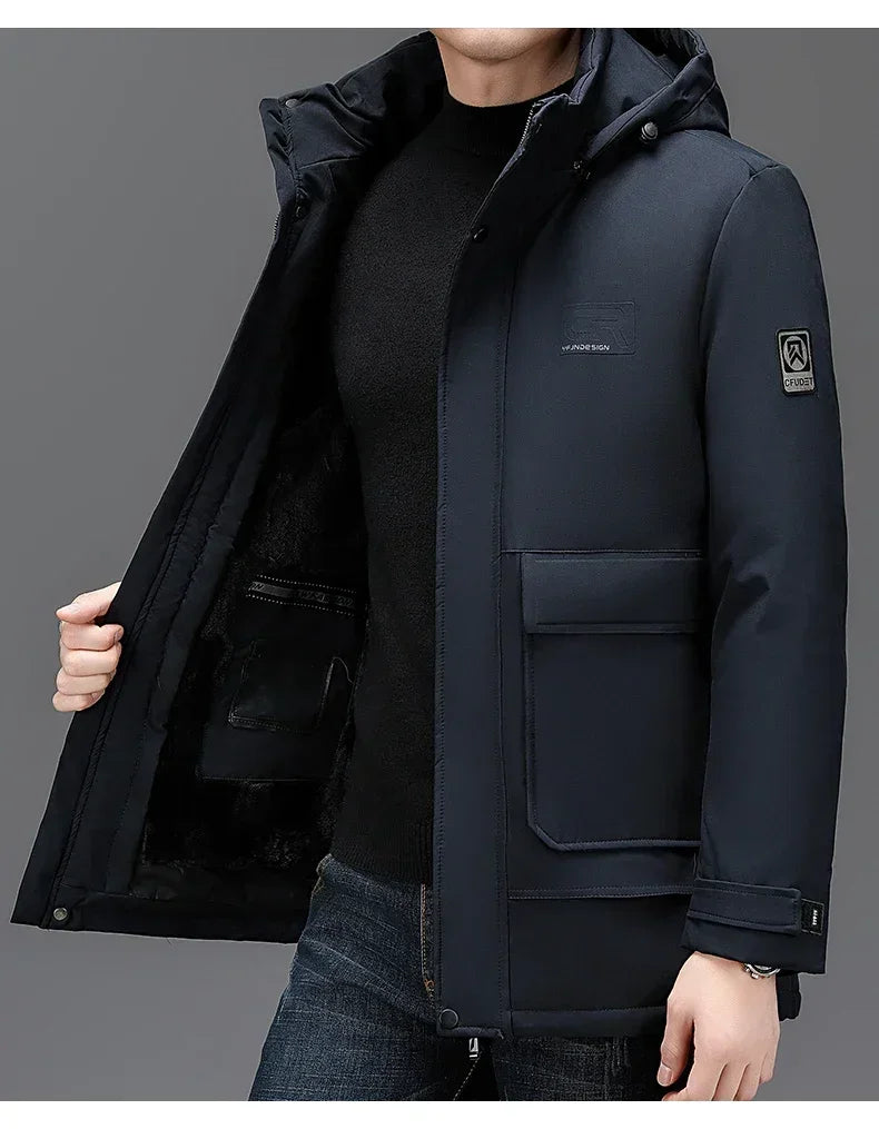 Men's Clothing Top Quality Brand Hooded Casual Fashion Long Thicken Outwear Parkas Jackets Winter Windbreaker Coats New Parkas