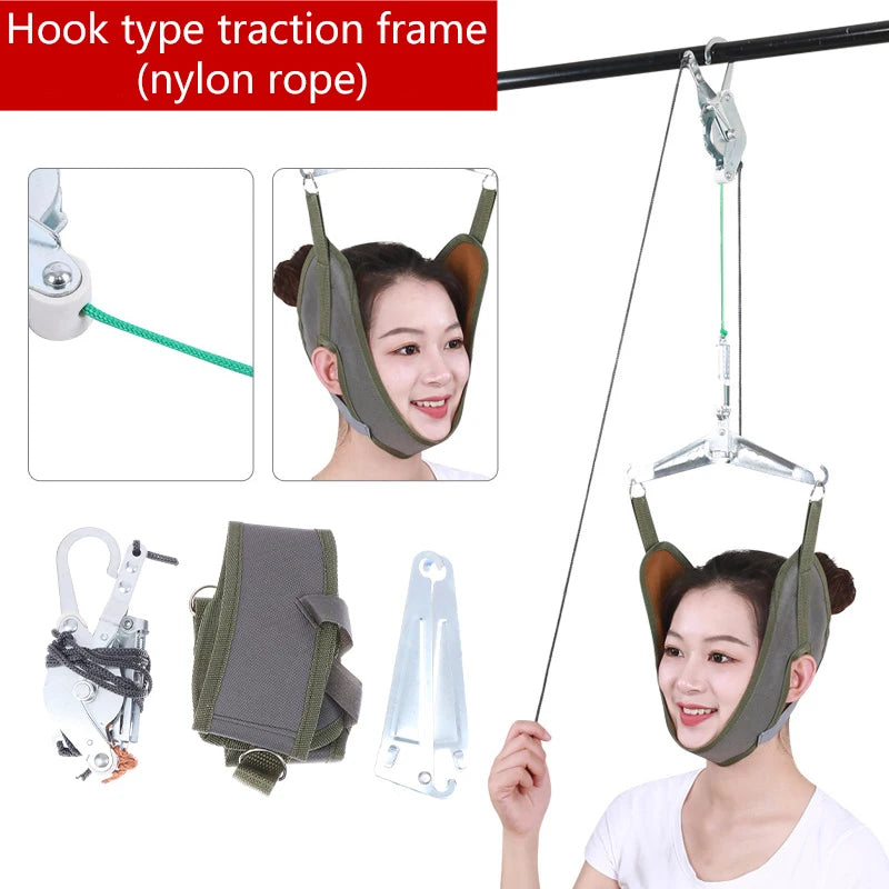 Cervical Traction Over Door Neck Massager Device Kit Stretcher Adjustment Chiropractic Back Head Massager Relaxation