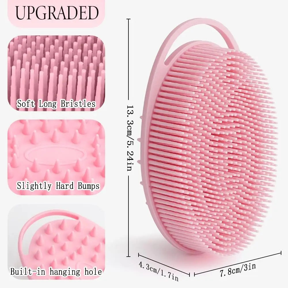 2 in 1 Soft Silicone Body Brush Wash Bath Shower Exfoliating Skin Fit For Baby Bath Shampoo Facial Massage Brush