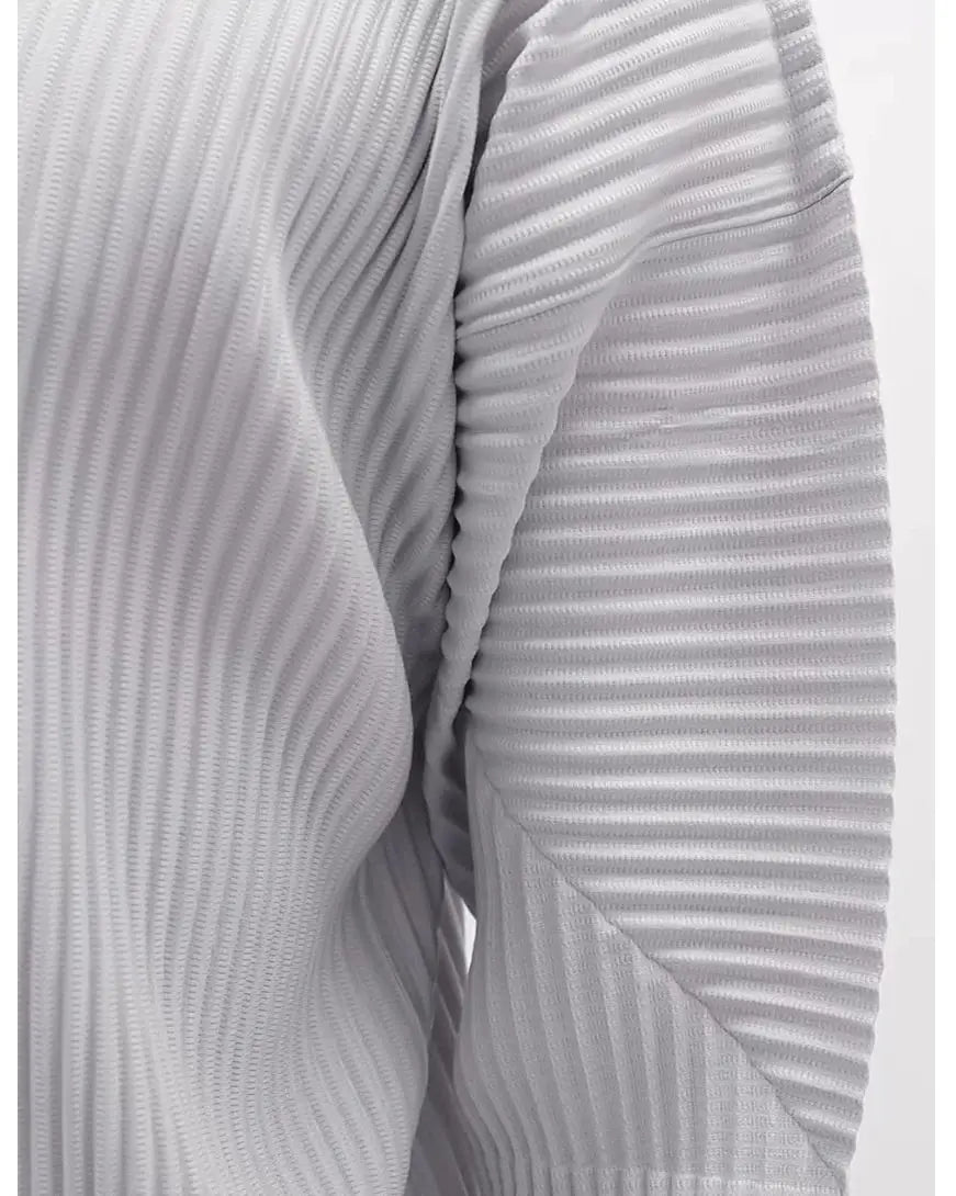 Pleats Original Pleated T-shirt 2024 Spring And Summer New Long-sleeved Round Neck Men's Tops Round Neck T-shirt Casual Clothing