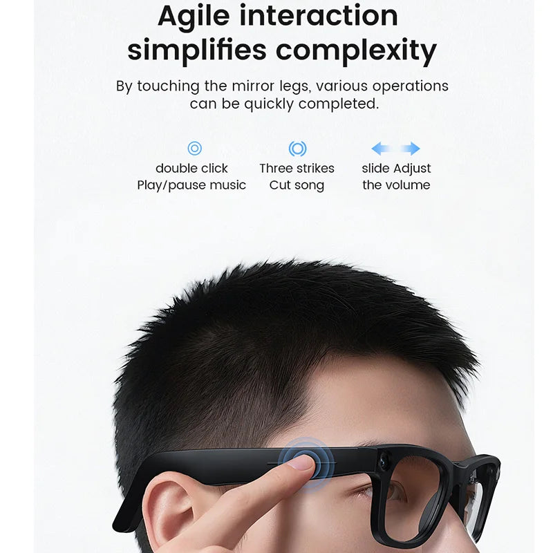 New Al Smart Glasses 800W HD Camera Anti Shake 1080P High-Definition Video Recording Touch Al Voice Wireless Call Smart Glasses