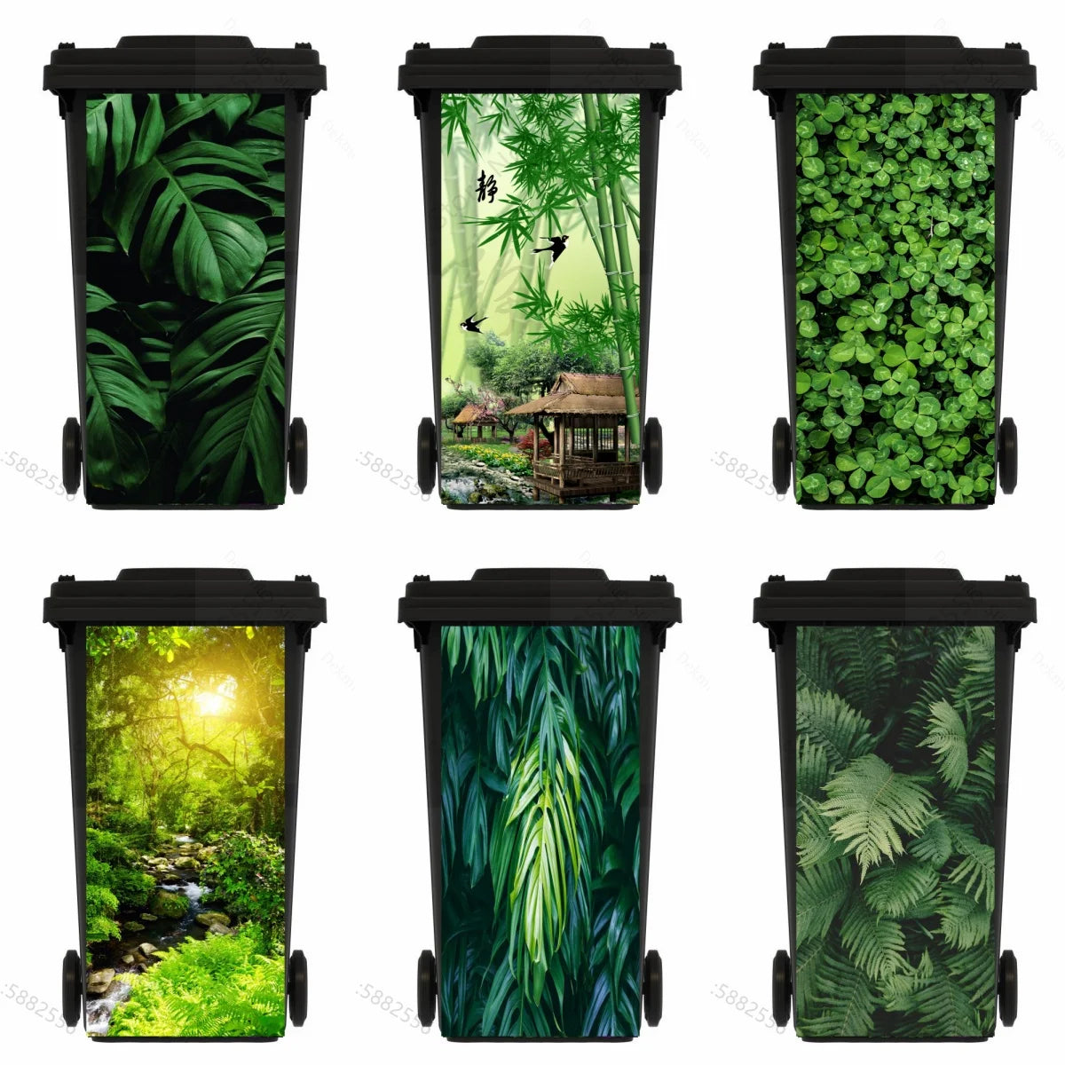 Custom Size Self-adhesive PVC Trash Can Sticker Waterproof Wallpaper Garbage Bin Renovation Cover Decal Mural For Kitchen Decor