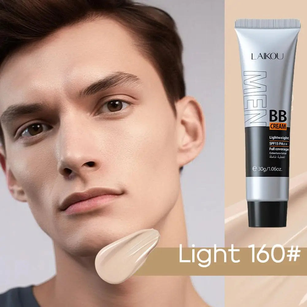 BB Cream For Men Full Coverage Facial Concealer Long Lasting Makeup Foundation Waterproof Men BB Liquid Foundation 30g