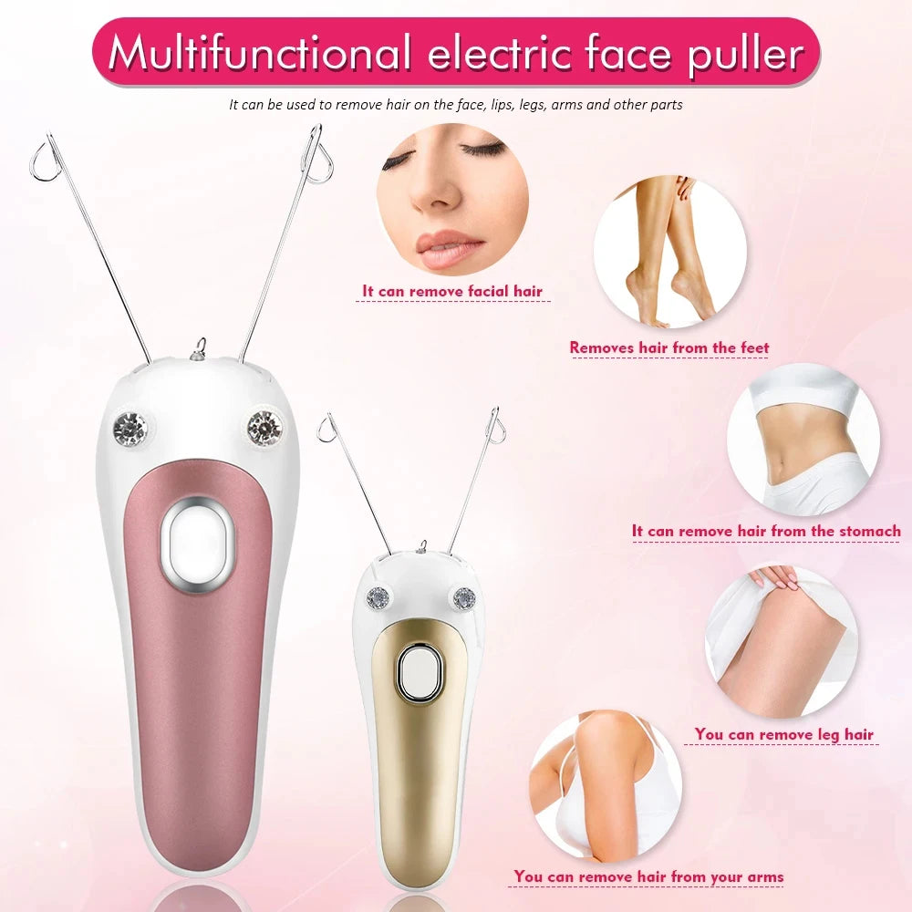 Women Electric Hair Epilator Body Facial Hair Remover Cotton Thread Defeatherer Depilator Face Razor Face Leg Arm Hair Remover