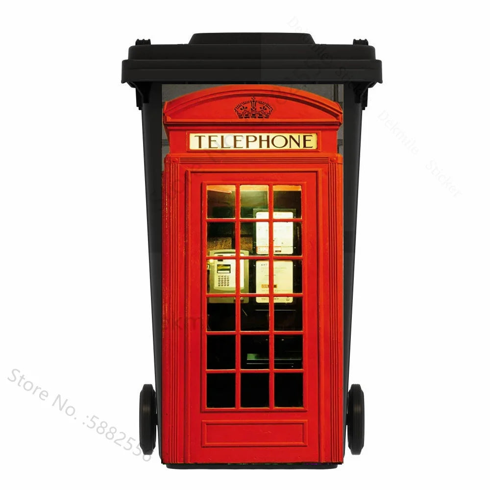 Custom Size Self-adhesive PVC Trash Can Sticker Waterproof Wallpaper Garbage Bin Renovation Cover Decal Mural For Kitchen Decor