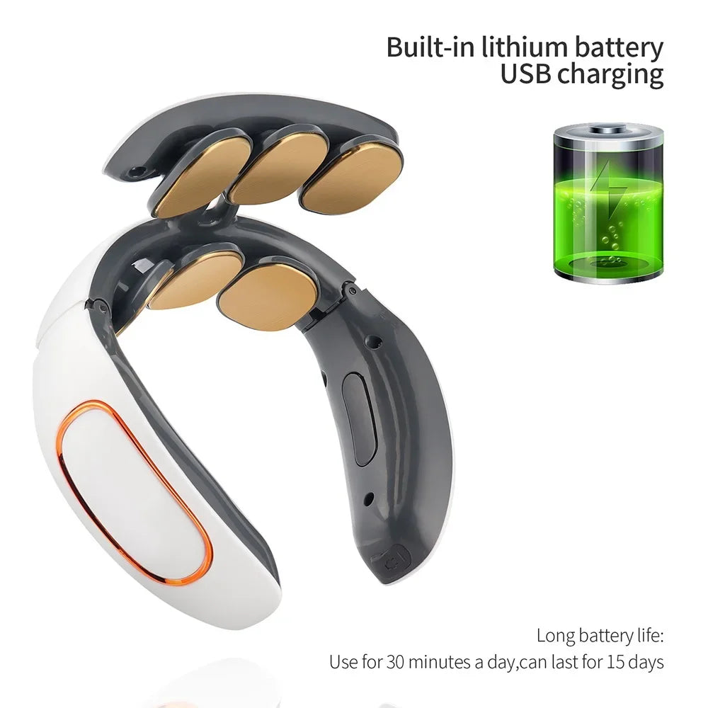 6 Modes Electric Neck Massager TENS Neck Pulse Back Power Control Heating Tool Health Care Neck Relaxation