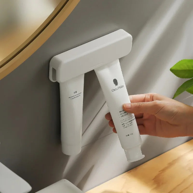 Wall Mounted Toothpaste Holder Bathroom Facial Cleanser Storage Clip No-Drill Toothpaste Squeezer