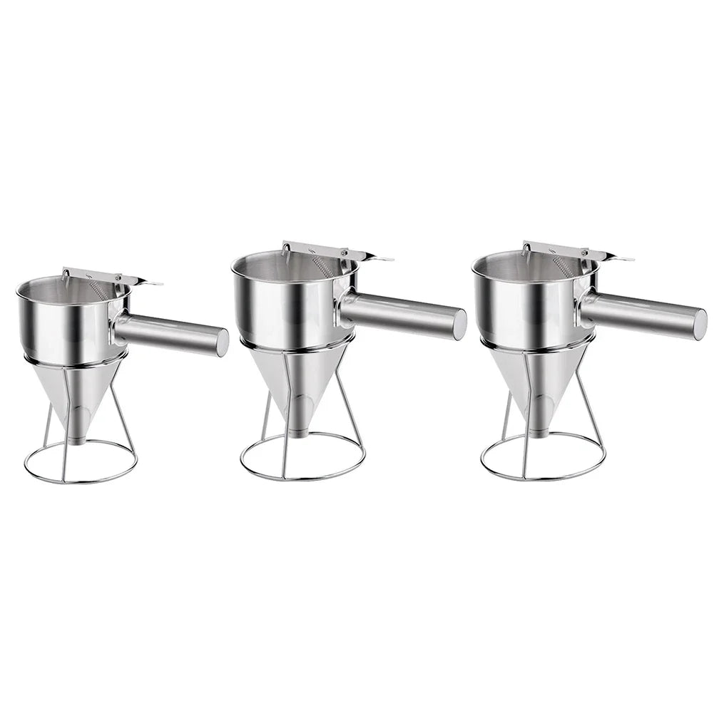 600/1200ML Stainless Steel Ideal Liquids Kitchen Big Funnel Spice Octopus Balls Tool with Rack Funnel Cooking Funnel with Handle
