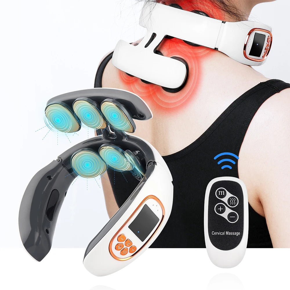 Pulse Neck Massager Heat Pain Relief Cordless Intelligent Deep Tissue Trigger Point Massage Shoulder Cervical Massager