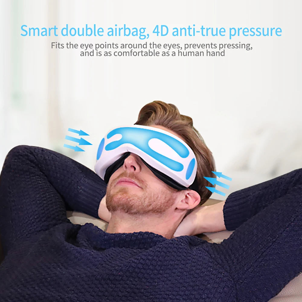 6D Smart Bluetooth Music Eye Massager Vibration Airbag Compress Eye Care Instrument Eye Massage Glasses Eye Relax Fatigue Pouch
