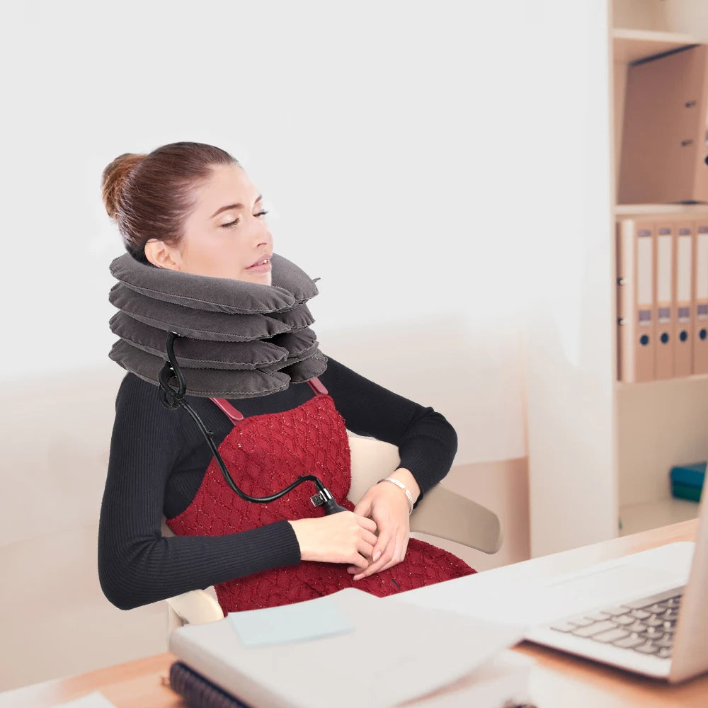 Dropshipping Inflatable Cervical Retractor Neck Massager Air Cervical Traction Neck Stretching Brace Soft Neck Cervical