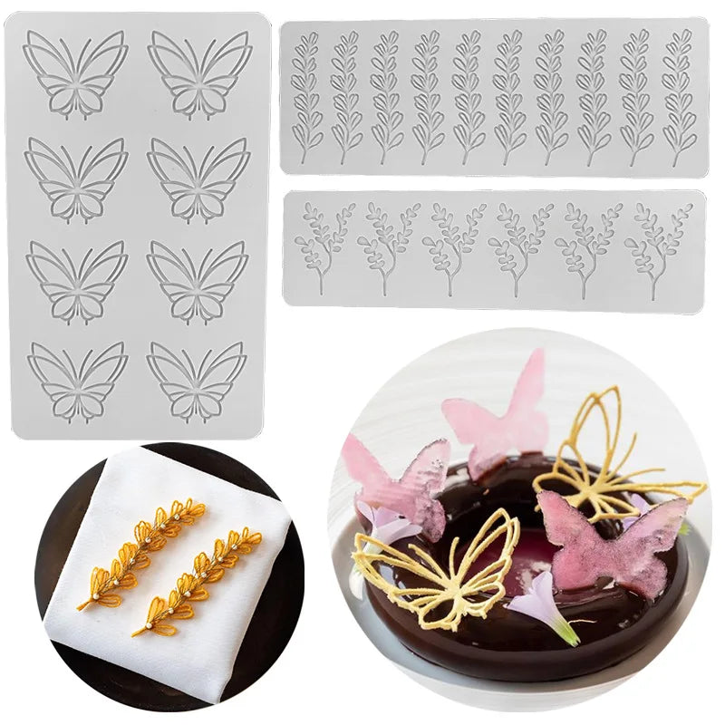 Various Leaf Butterfly flower Silicone Cake Lace Mold Snowflakes deer Shape Fondant Mold Cake Decorating Tool kitchen bakeware