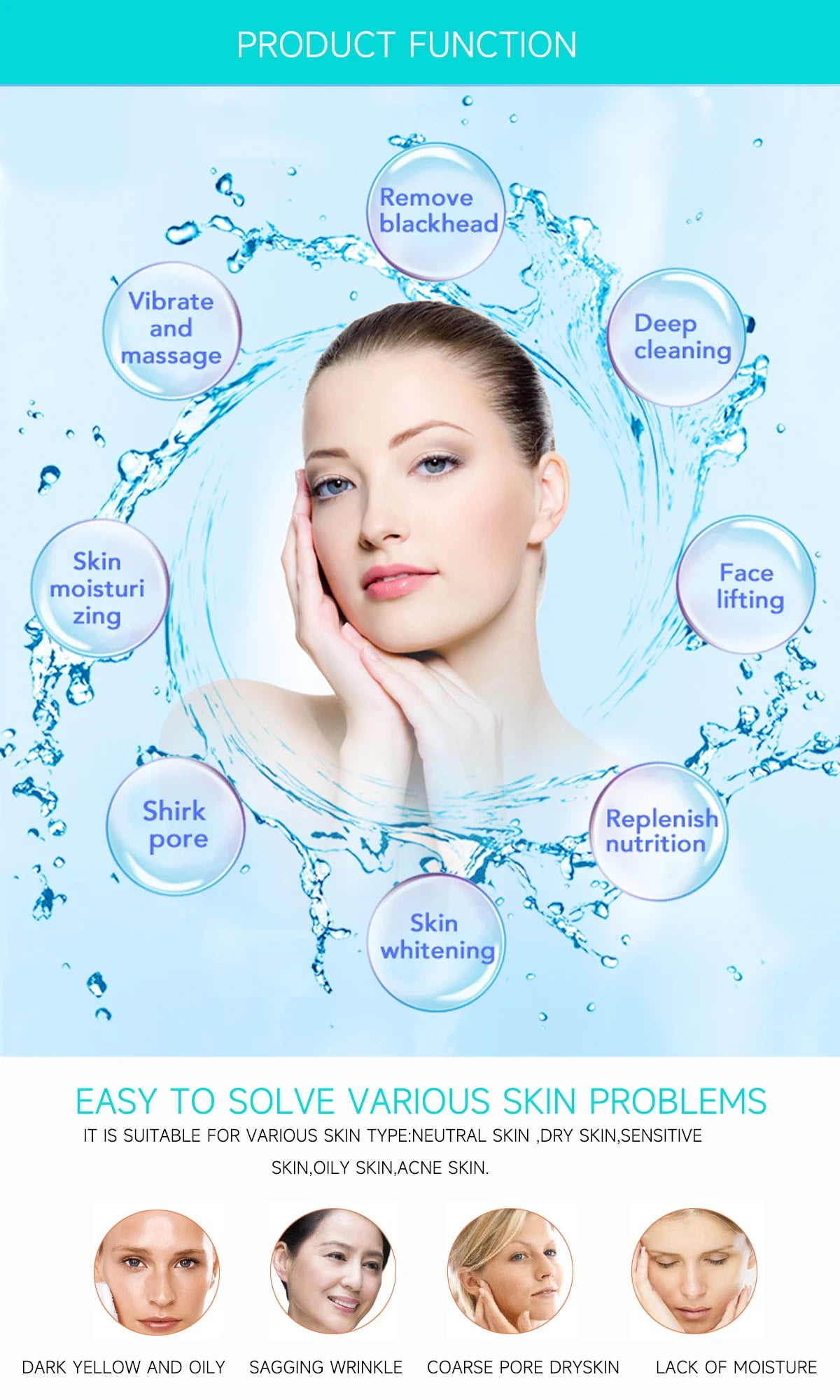 MEISIKANG Dermabrasion Small Bubble Facial Machine Hidrifting Face Cleaning Beauty Device with Trolley
