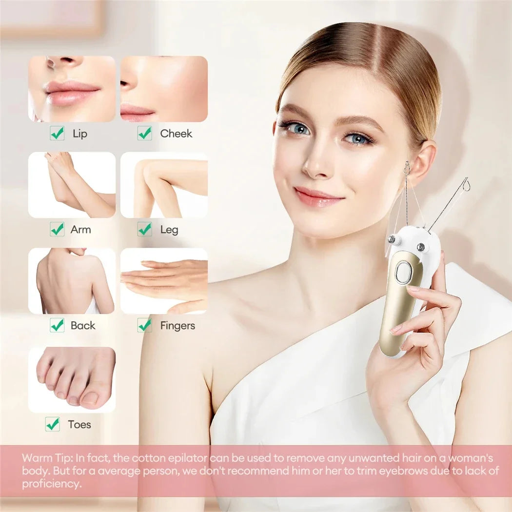 Women Electric Hair Epilator Body Facial Hair Remover Cotton Thread Defeatherer Depilator Face Razor Face Leg Arm Hair Remover