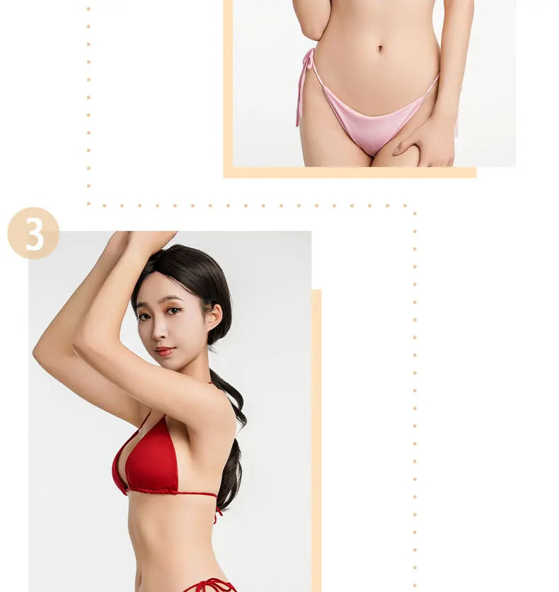 Women Two Pieces Padded Bikini Set Sexy Bra Side Tie Thong Swimsuit Three-point Bandage Brazilian Style Swimwear Biquinis