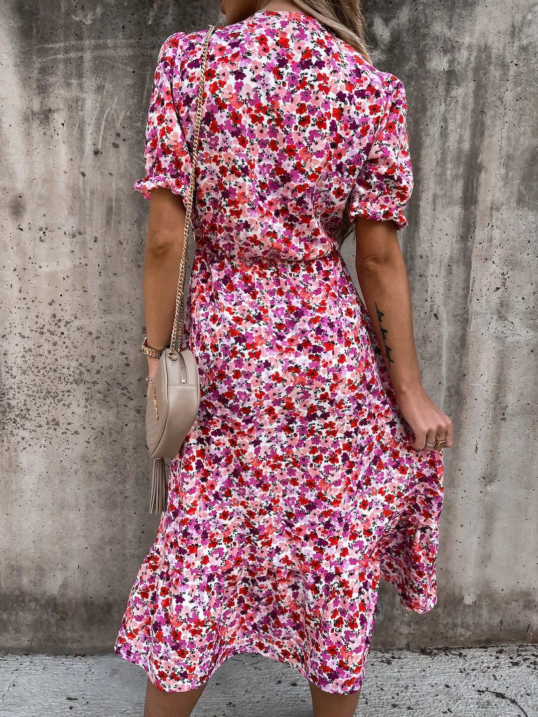 Summer Floral Print Dress Women V Neck Side Slit Long Dress Elegant Short Sleeve Button Slim Spring Female Party Dress Vestidos