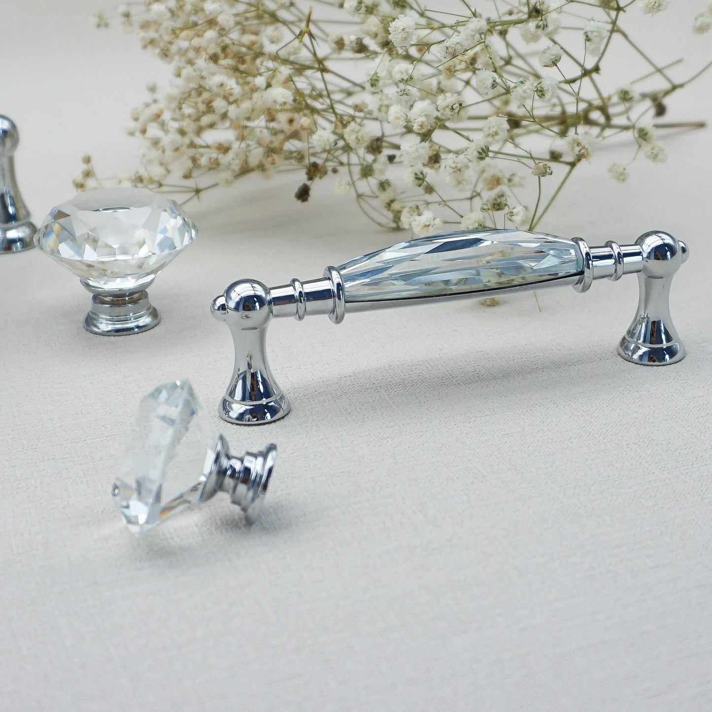 Gold Chrome Cabinet Handles Drawer Single Hole Knobs Luxury Wardrobe Dresser Pulls Modern Kitchen Accessories Furniture Hardware
