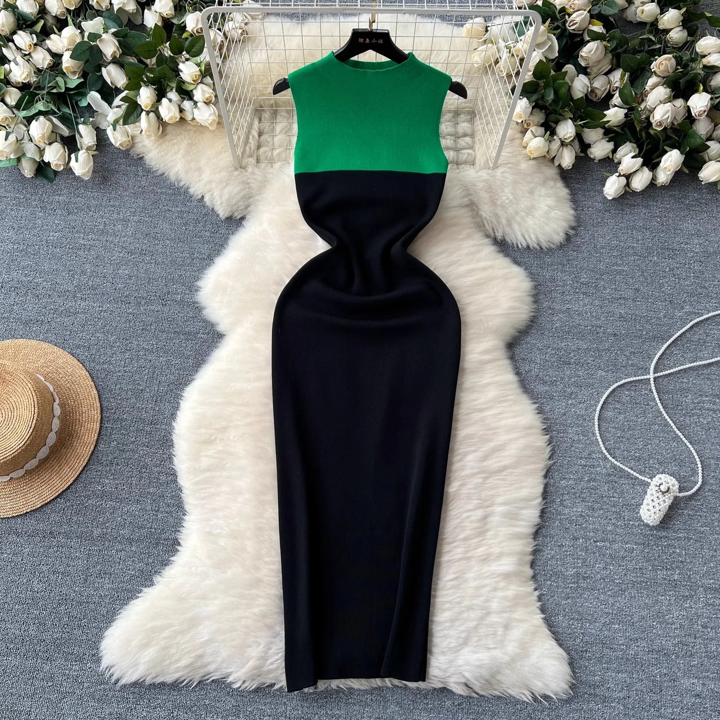 YuooMuoo Sexy Package Hips Split Bodycon Long Dress 2024 New Fashion Sleeveless Knitted Summer Dress Streetwear Ladies Outfits