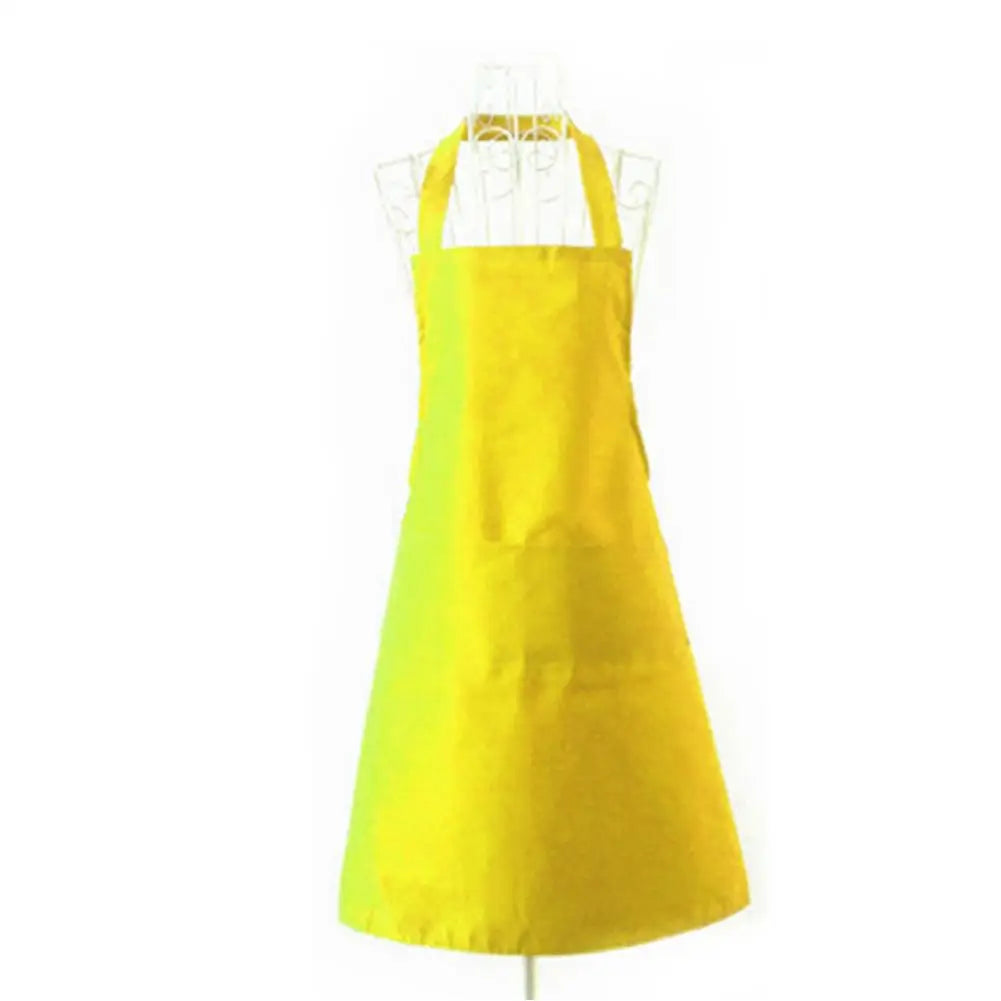 Polyester+ Cotton Blend Sleeveless Apron Black Red Coffee Orange Anti-wear Cooking Kitchen Bib Women Men Aprons With Big Pocket