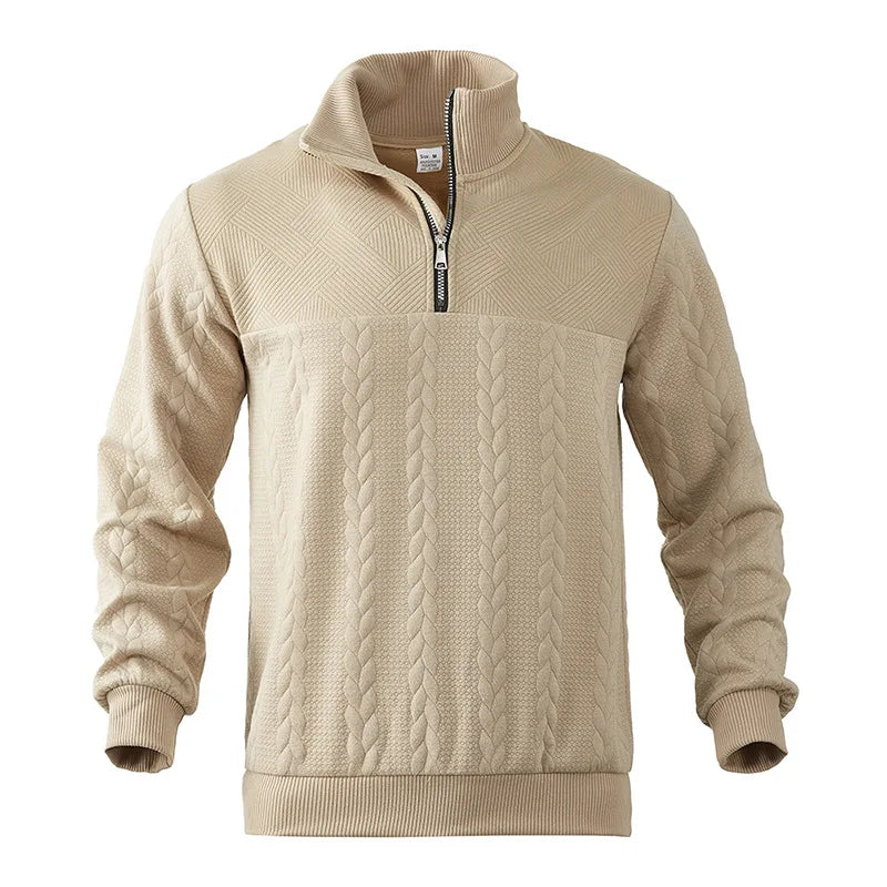 2024 New Knit Sweatshirts Men Fashion Half Zipper Stand Collar Casual Hoodies Male Patchwork Sport Knitted Hoodie Sweatshirt Man