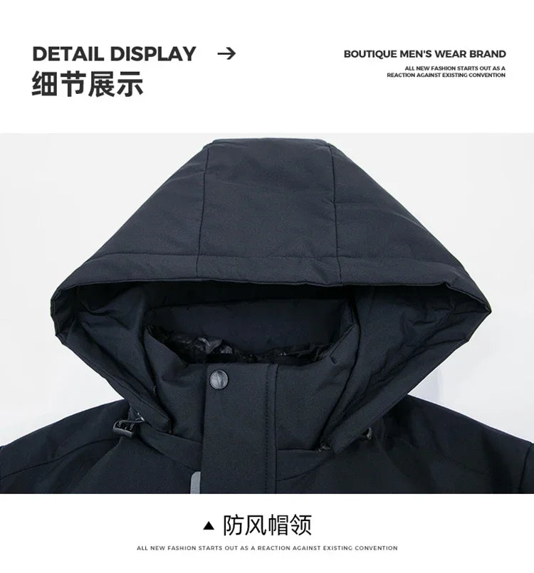 Mens Hooded Jackets Casual Outwear Long Parkas Men New Autumn Winter Warm Waterproof Parkas Jacket Coat 2 PIECES Winter Parkas