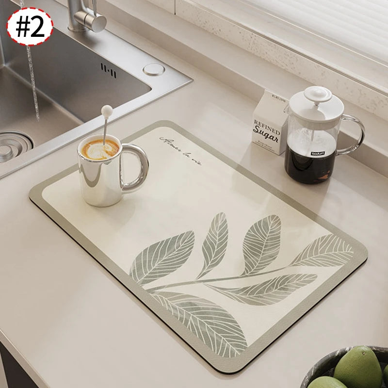 Kitchen Drying Mat Quick Dry Coffee Mat Absorbent Dish Placemat Anti Slip Table Cup Drying Mats Table Decoration Accessories