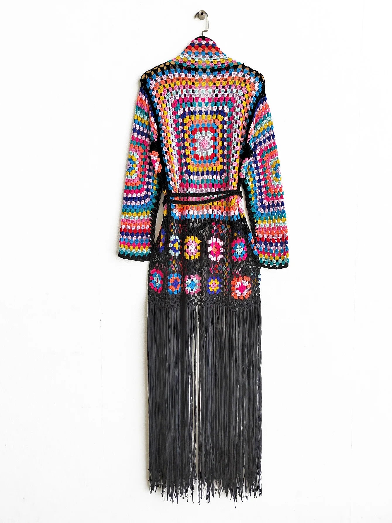 Crochet Knitted Women Cardigan Cover Ups Tassel Plaid Long Coat Bohemian 2023 Summer Beach Bikini Covers Sexy Hook Vestidos