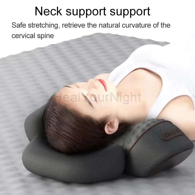 Electric Neck Massage Pillow Heating Vibration Neck Massager Back Cervical Traction Relax Sleeping Memory Foam Spine Support