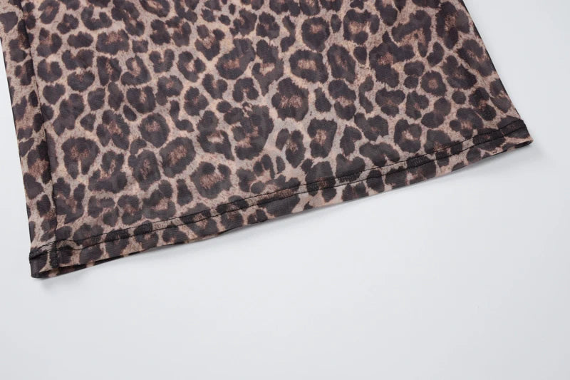 Hawthaw Women 2025 Summer Autumn Long Sleeve Leopard Mesh Party Club Streetwear Bodycon Long Dress Wholesale Items For Business