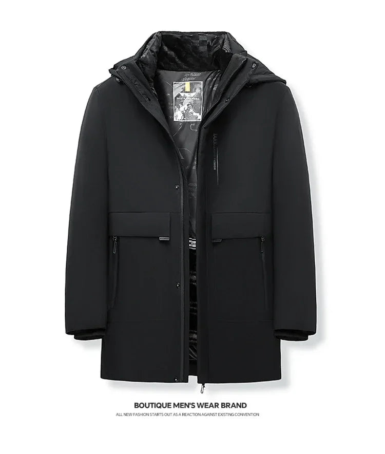 Mens Hooded Jackets Casual Outwear Long Parkas Men New Autumn Winter Warm Waterproof Parkas Jacket Coat 2 PIECES Winter Parkas