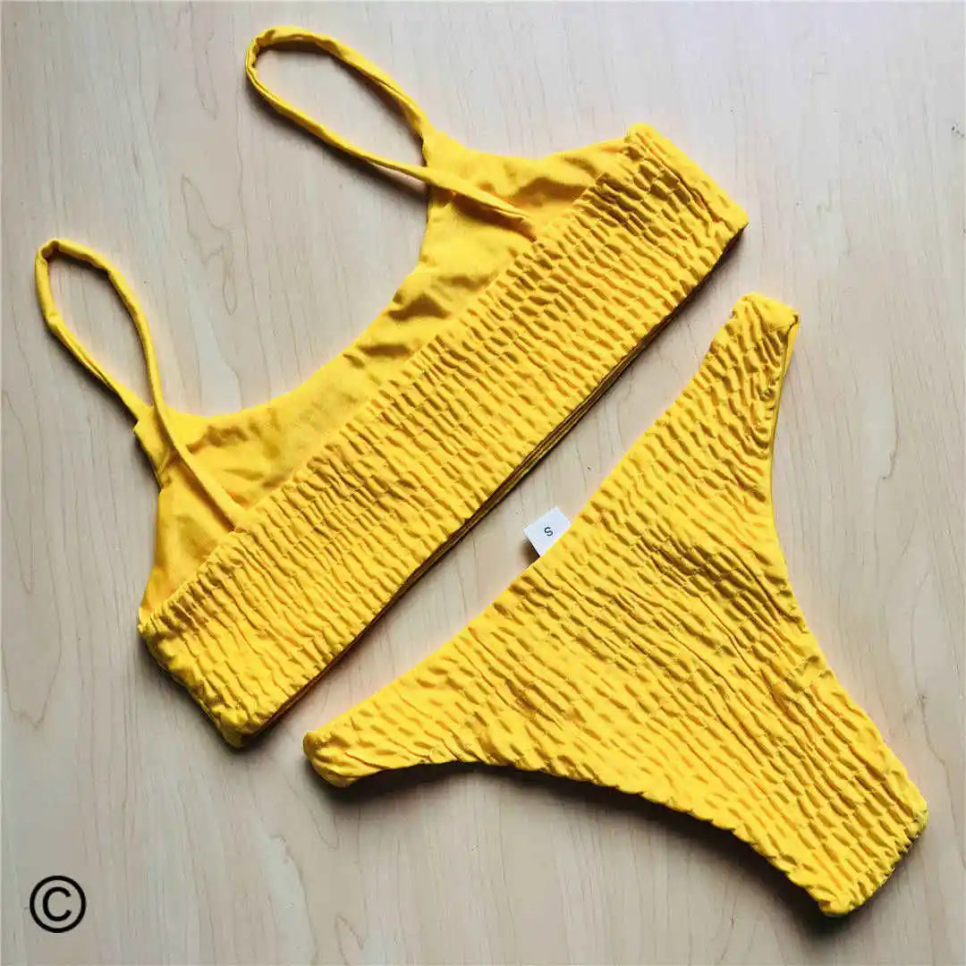 Sexy Wrinkled Butterfly Printed Bikini Female Swimsuit Women Swimwear Two-pieces Bikini set Bather Bathing Suit Swim Lady V713