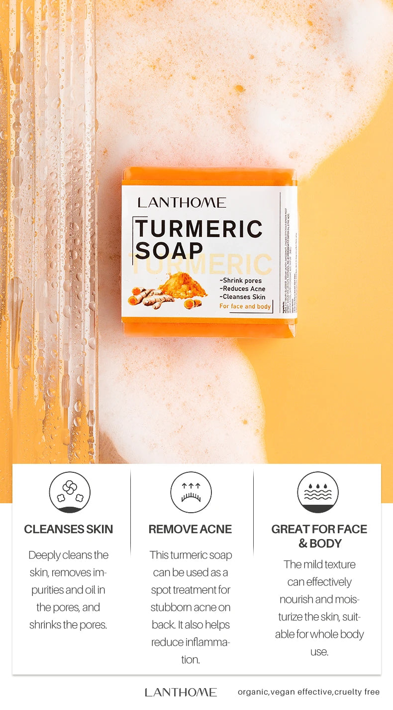 Turmeric Soap For Dark Spot Deep Cleaning Whitening Smoothing Skin Facial Body Natural Handmade Soap For Men and Women