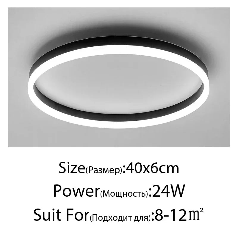 Modern Round Square LED Chandelier Simple Dimming Ceiling Lamps for Living Dining Room Kitchen Bedroom Indoor Lighting Fixture