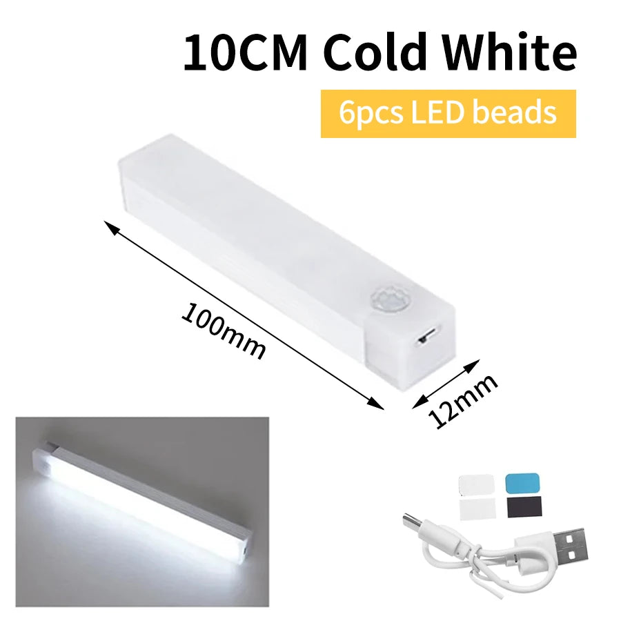 Motion Sensor Cabinet Light USB Rechargeable Lamp Night Light Closet Wardrobe Led Lights Wall Lamps Stair Bedroom Kitchen Lights