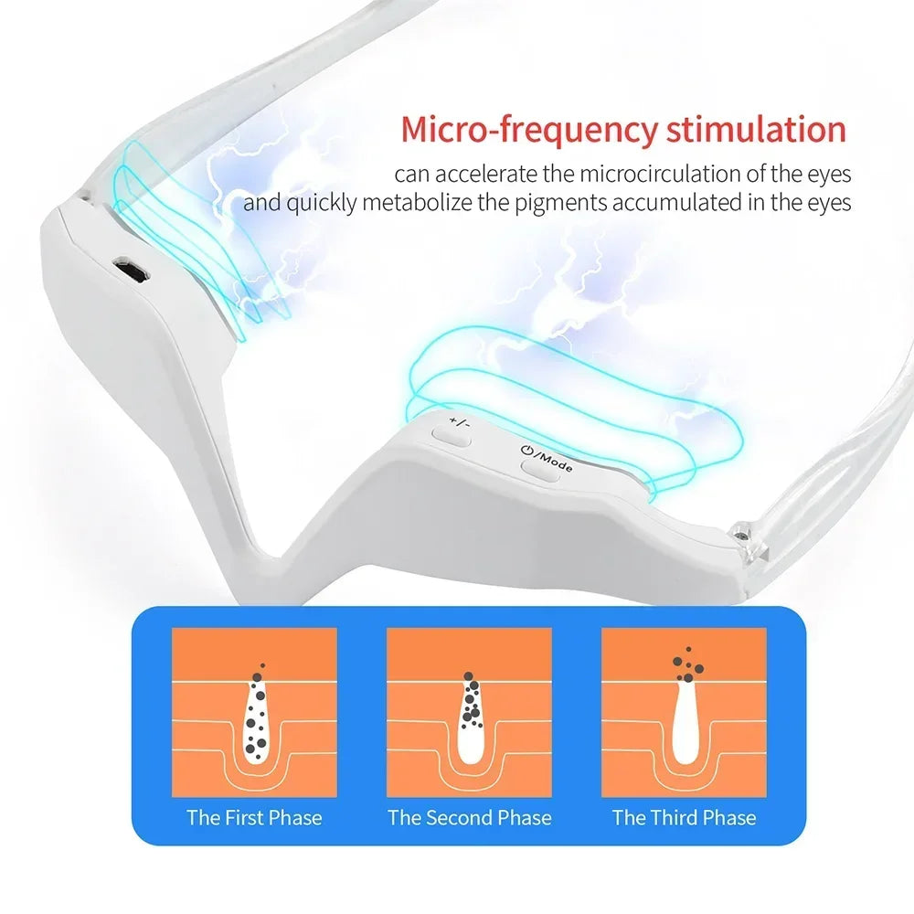 3D Eye Massager Eyes Anti-Aging Red Light Therapy Hot Compress Eyes Fatigue Relief Relaxation Dark Circles EMS Eye Care Massage