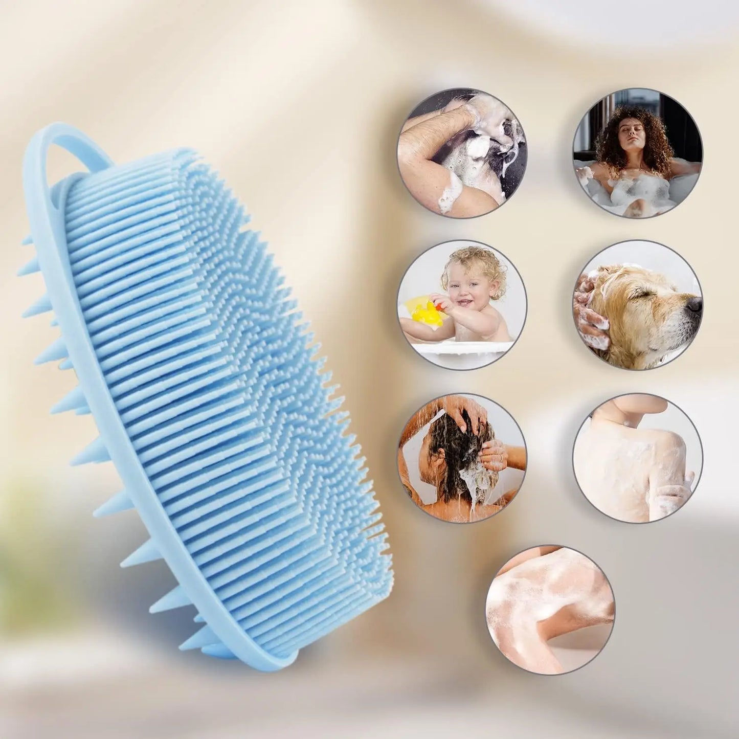 2 in 1 Soft Silicone Body Brush Wash Bath Shower Exfoliating Skin Fit For Baby Bath Shampoo Facial Massage Brush