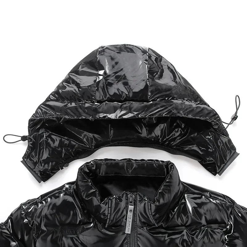 Thermal Coats Mens Thick Warm Glossy Shiny Jackets Brand Outwear Men's Clothing Winter Men's Hooded Parkas Windbreaker Fashion